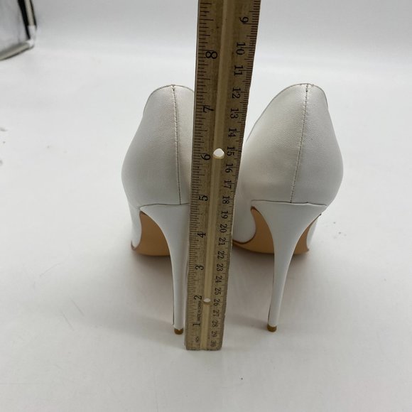 FSJ White Formal Pointed Toe High Heel Pumps Evening Dress Shoes - Picture 6 of 9